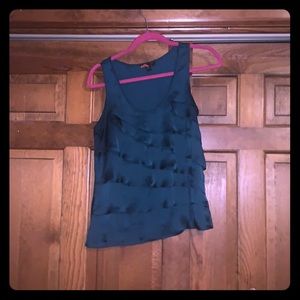 Ruffled green sheer tank top